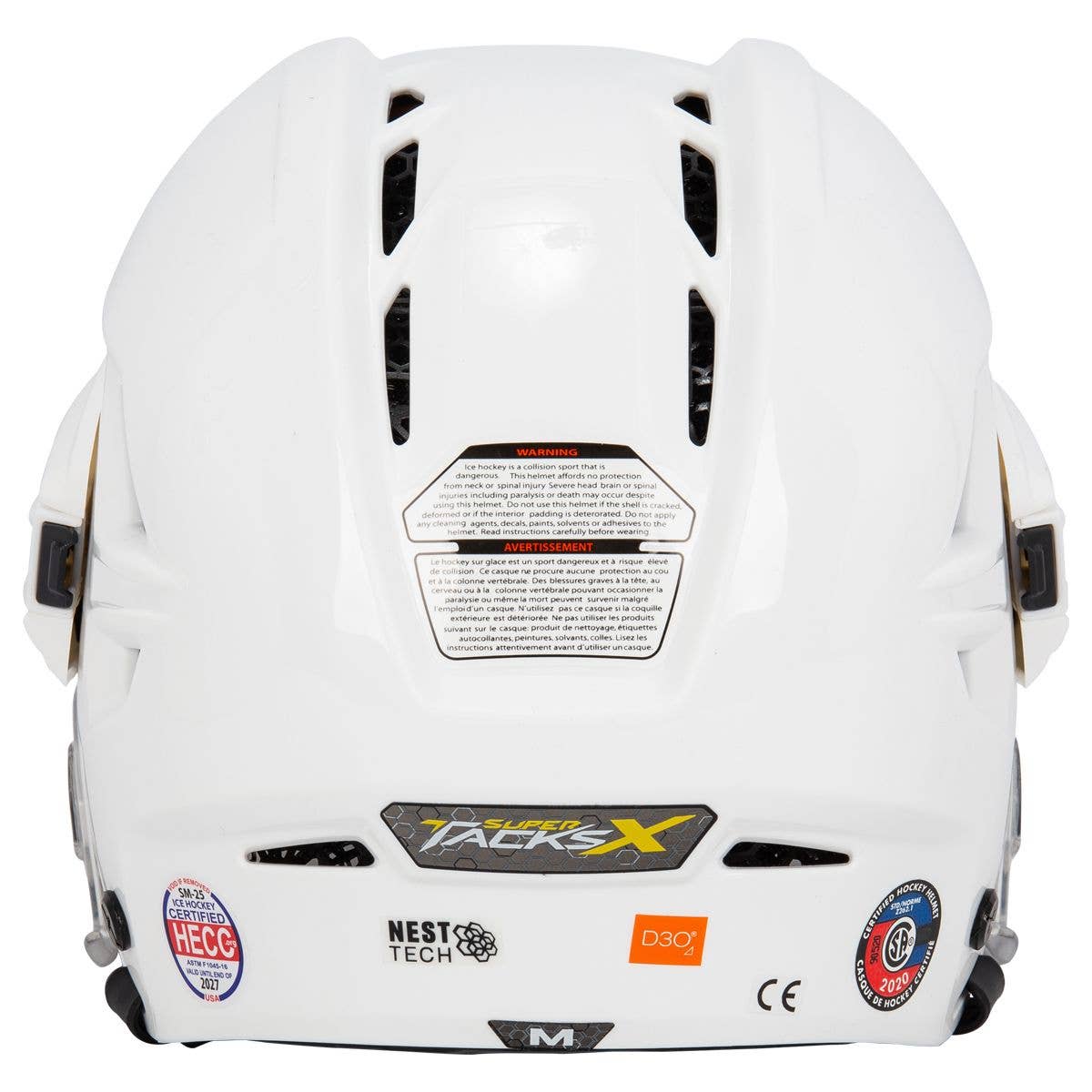 Game Used White CCM Super Tacks X Pro Stock Helmet Colorado Eagles #65  Small